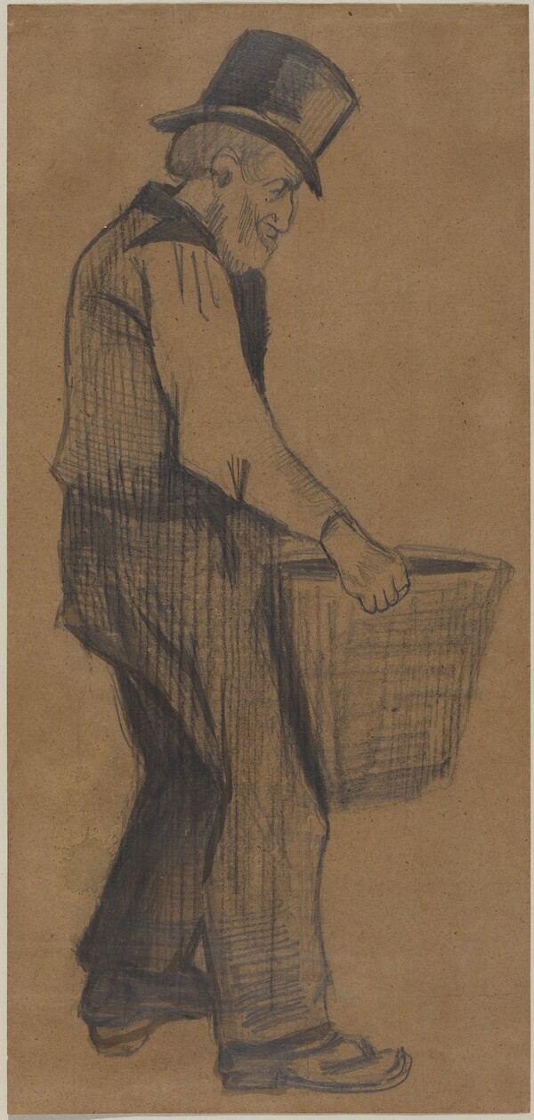 Old Man Carrying a Basket, Facing Right