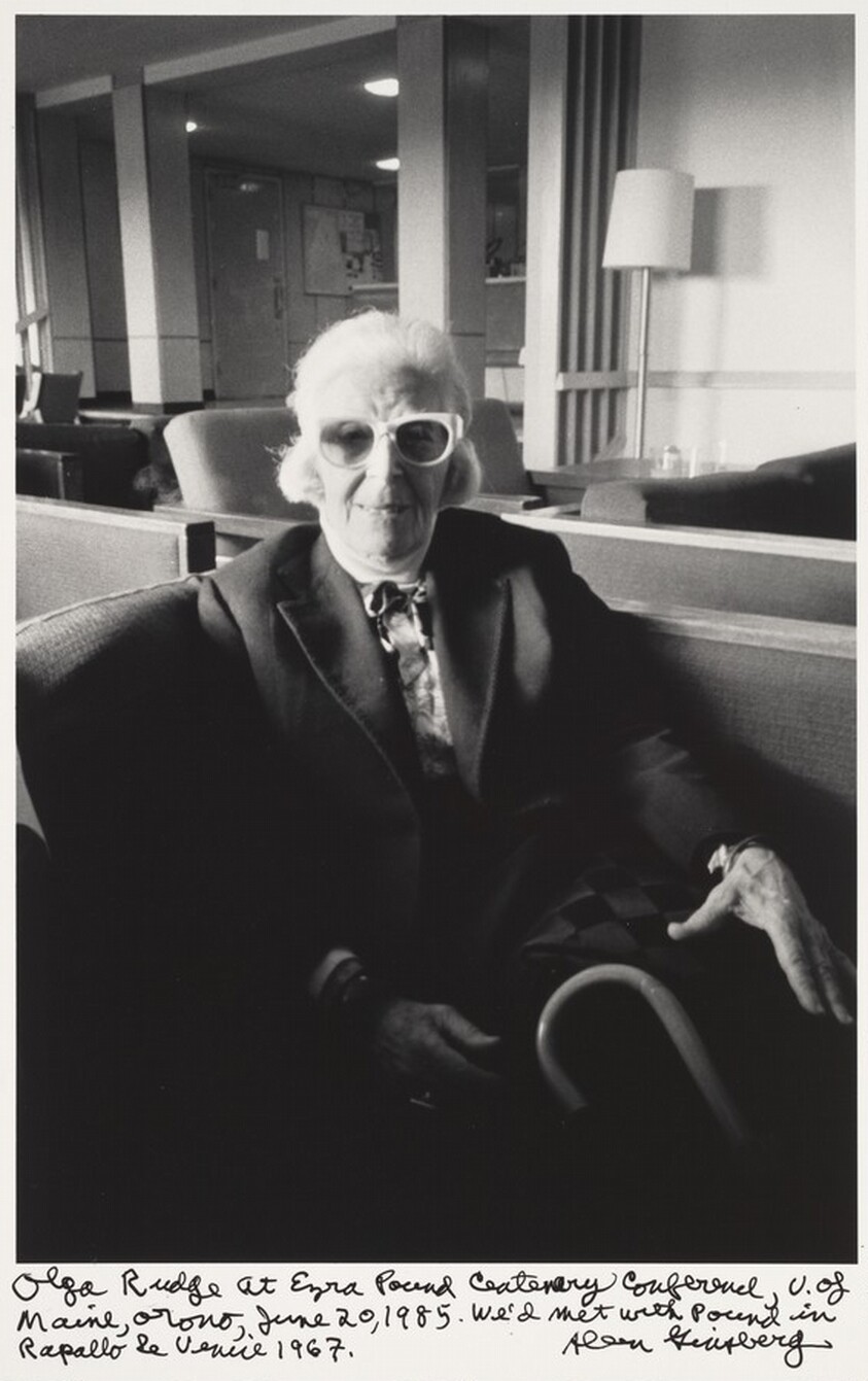 Olga Rudge at Ezra Pound Centenary Conference, U. of Maine, Orono, June 20, 1985. We'd met with Pound in Rapallo & Venice 1967.