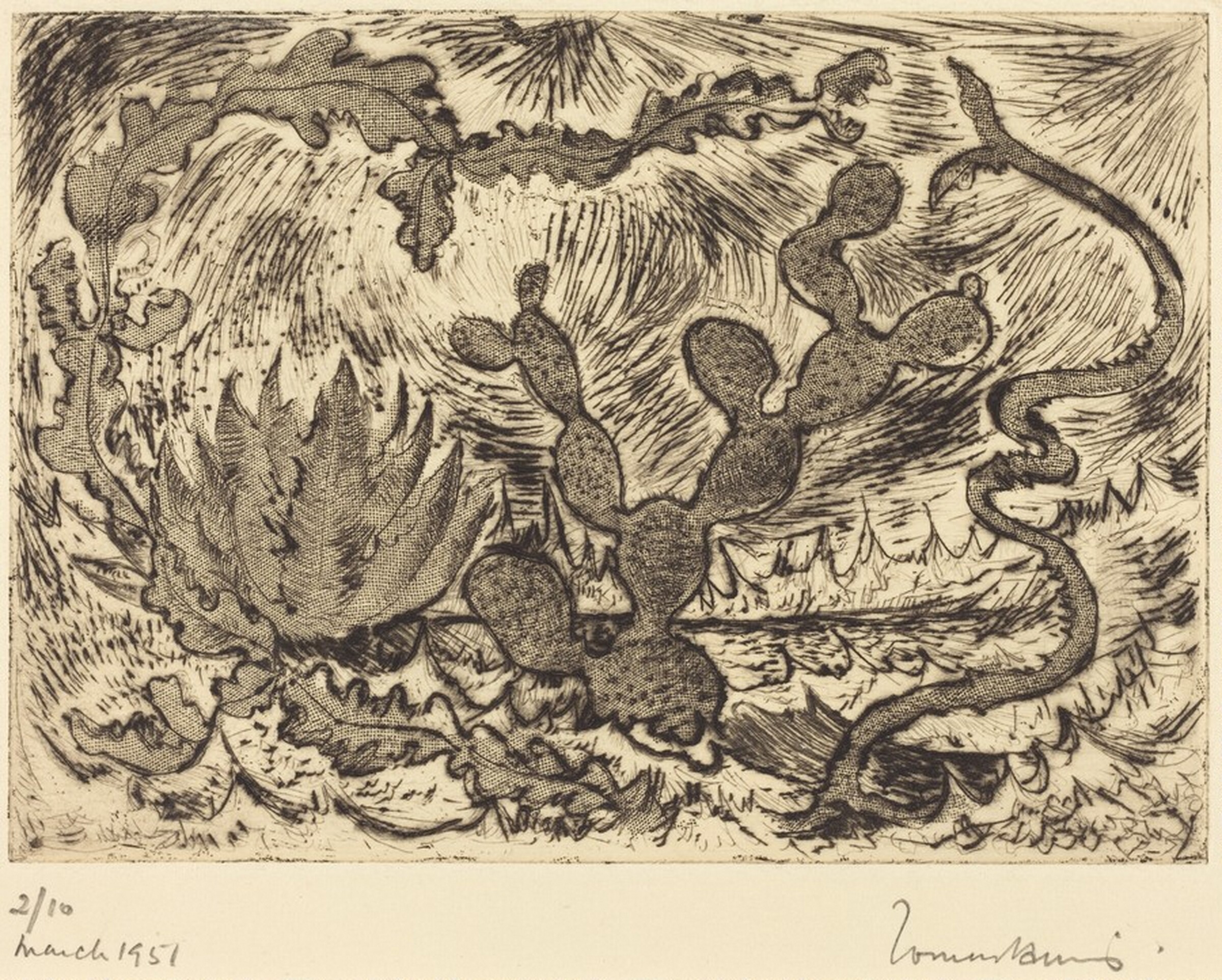Landscape Fantasy, with Cactus and Sun, Tomás Harris, 1951