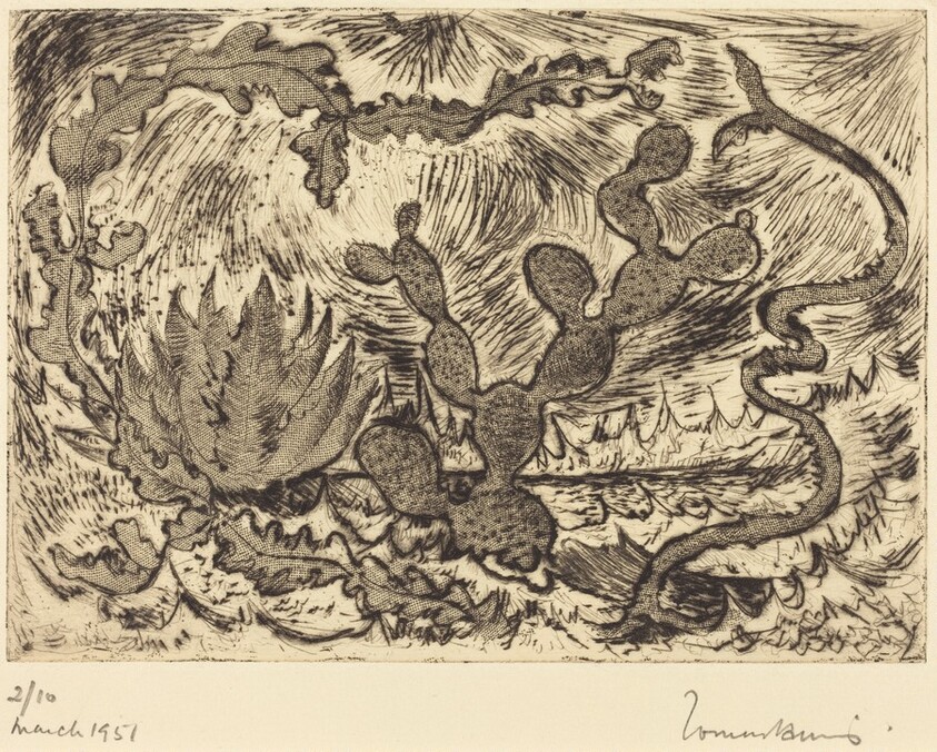 Landscape Fantasy, with Cactus and Sun