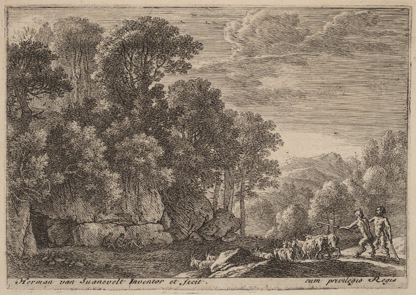 Two Satyrs Tending a Flock of Goats