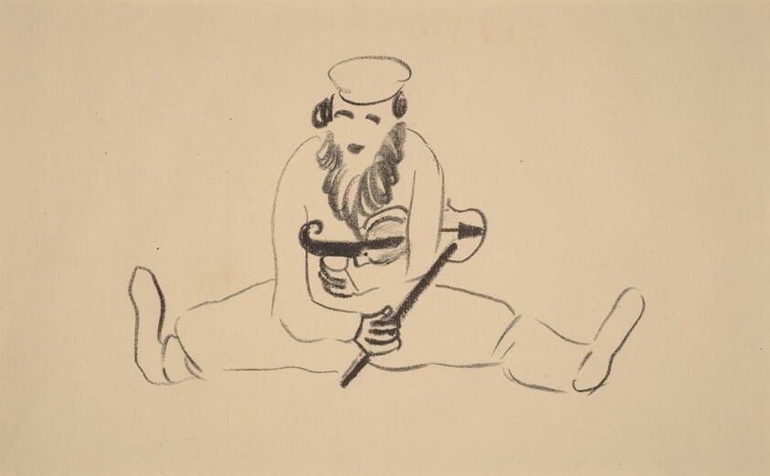 Bearded Man Seated with a Violin under His Arm