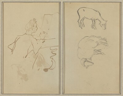 Man Playing Piano; Two Sheep [verso], Paul Gauguin, 1884-1888