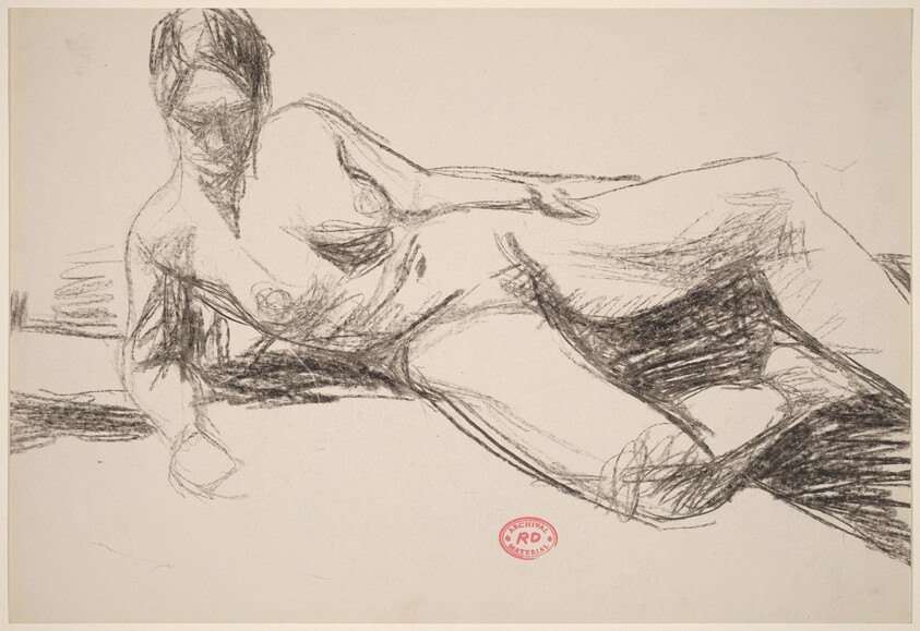 Untitled [reclining nude leaning on her right arm]