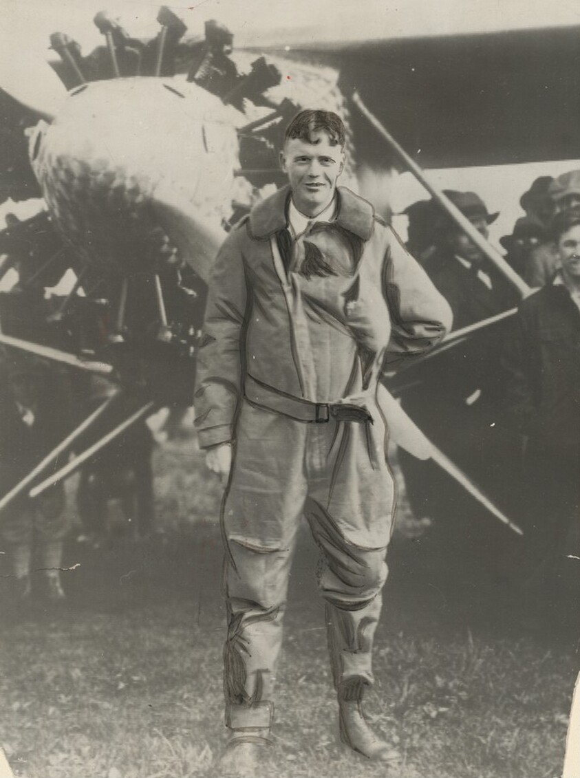 Title from caption on object: “Captain Charles Lindbergh in Flying Garb"