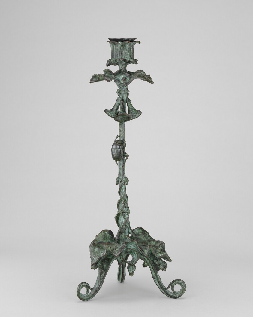 Candlestick with Leaves and Clochettes, and a Scarab on the Stem
