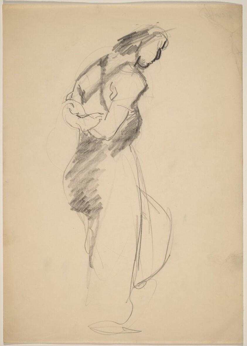 Standing Female with Arms Clasped Behind Back