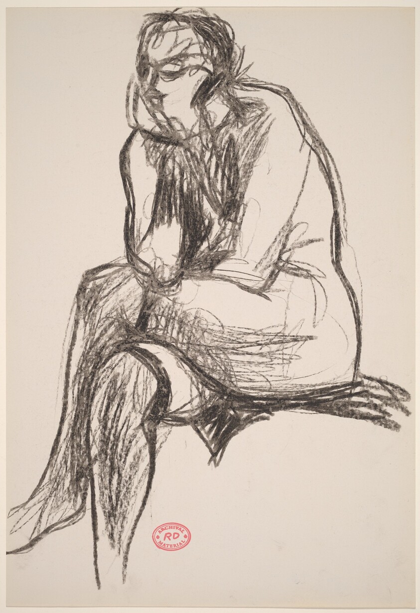 Untitled [seated nude crossing her legs and resting her chin on her right hand]