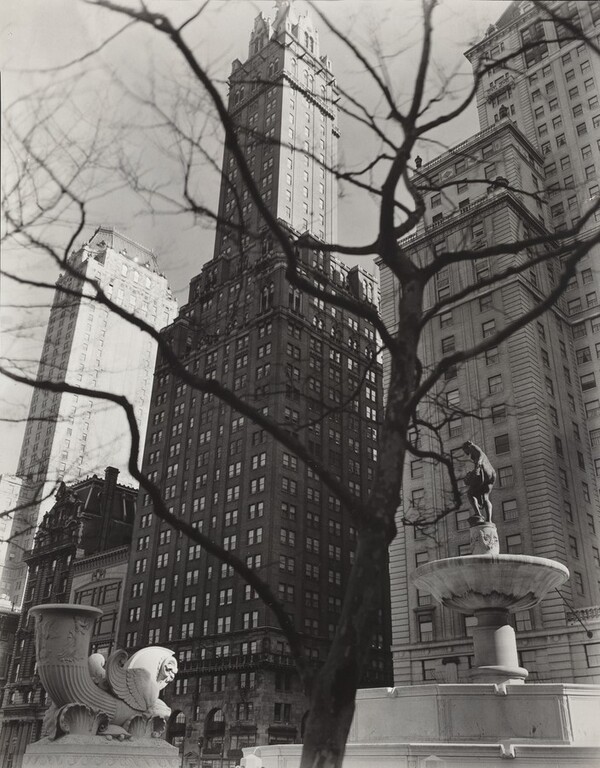 Central Park Plaza: Hotel Sherry Netherland (Center), Hotel Savoy Plaza (Right), Manhattan, Angle: From 58th Street and Fifth Avenue, Manhattan