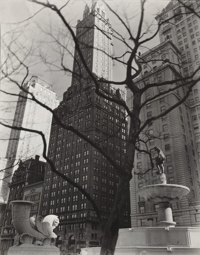 Central Park Plaza: Hotel Sherry Netherland (Center), Hotel Savoy Plaza (Right), Manhattan, Angle: From 58th Street and Fifth Avenue, Manhattan