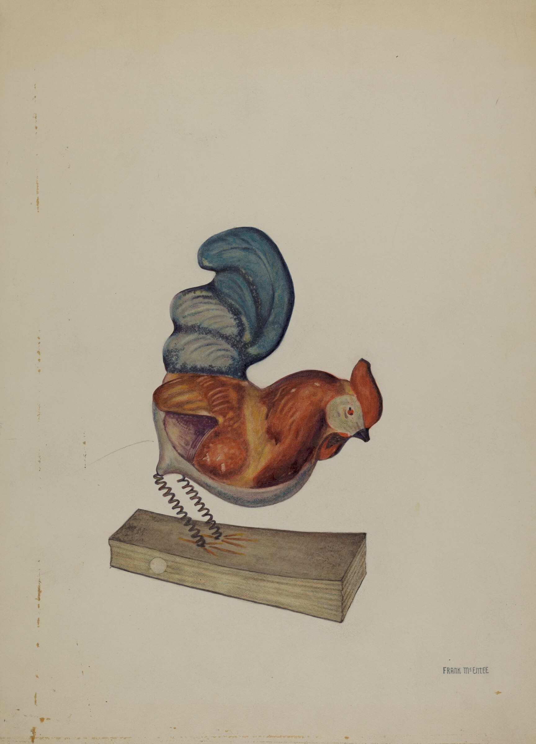 Pa. German Squeak Toy Rooster, Frank McEntee, c. 1938