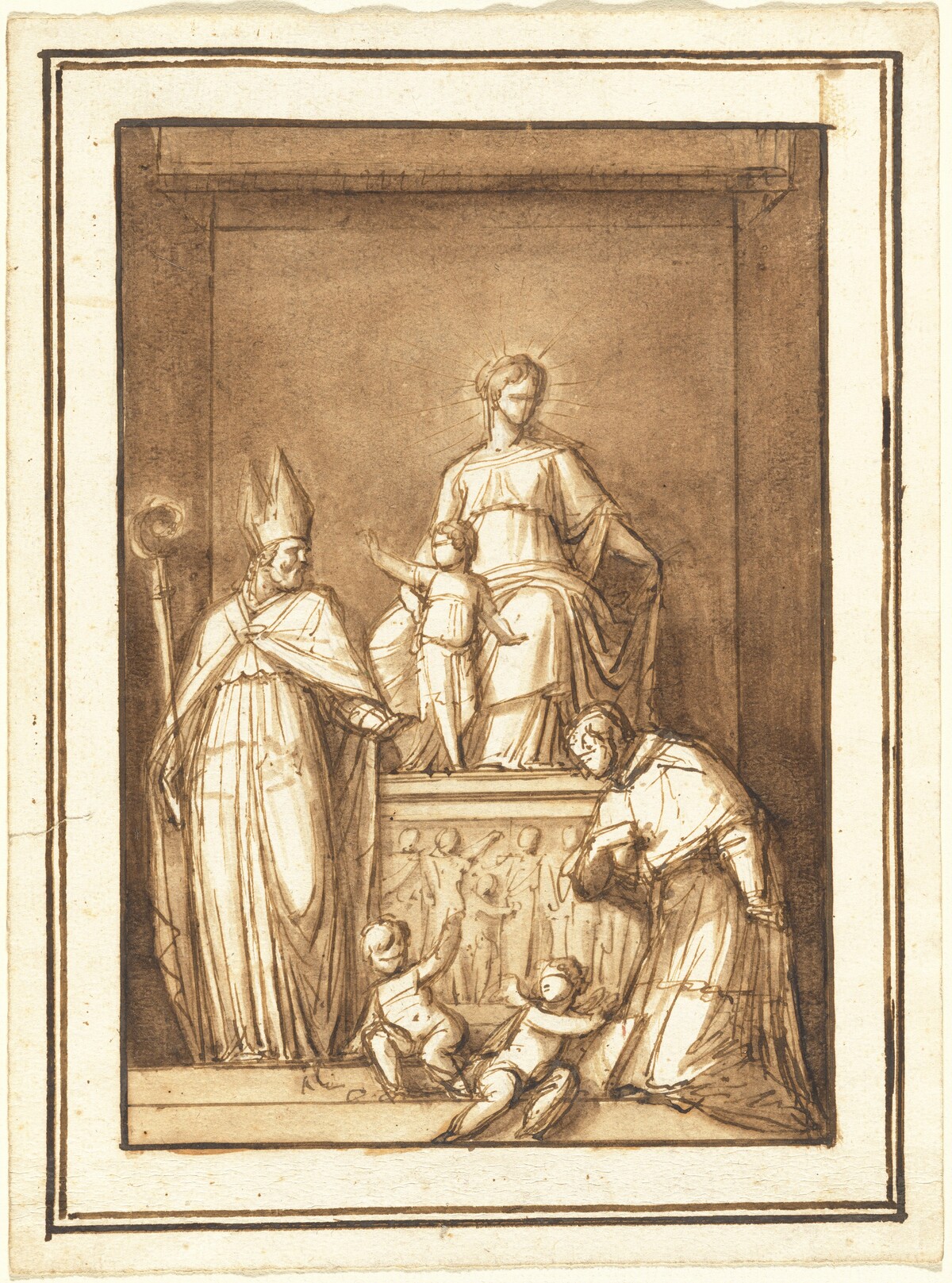 The Madonna and Child Enthroned with a Bishop Saint and a Kneeling Ecclesiastic