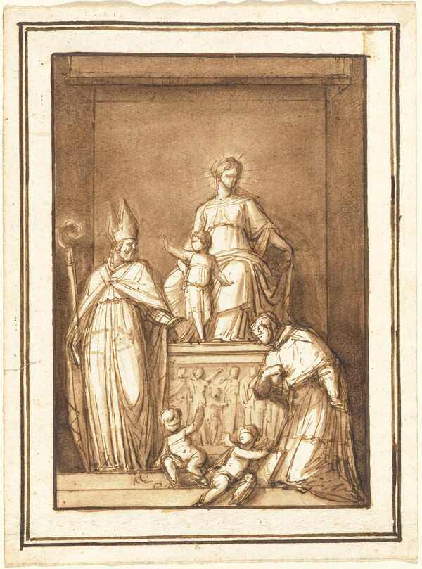 The Madonna and Child Enthroned with a Bishop Saint and a Kneeling Ecclesiastic