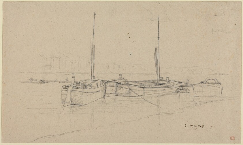 Boats on River with Masts