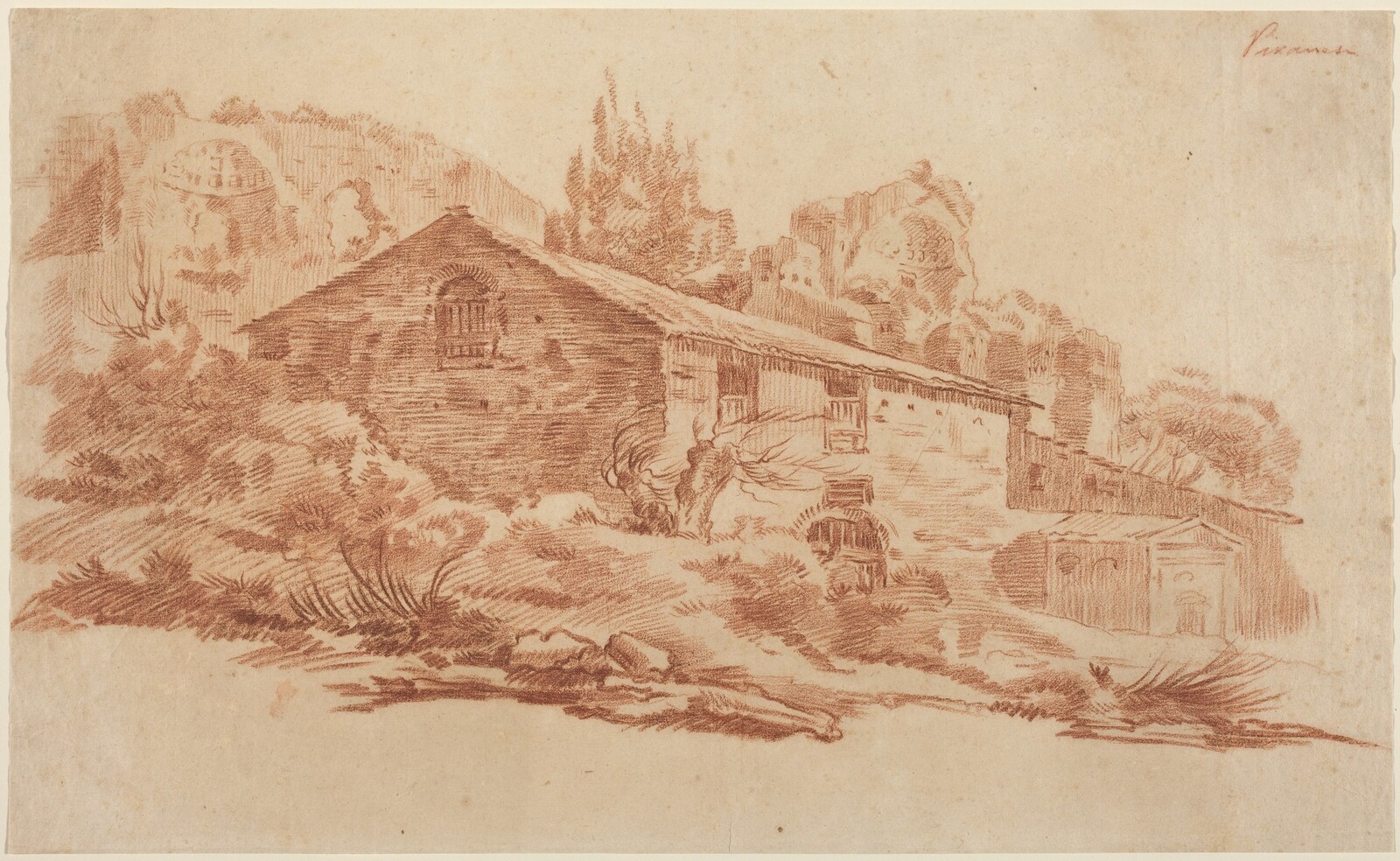 Rustic Building among Roman Ruins, Aureliano Milani