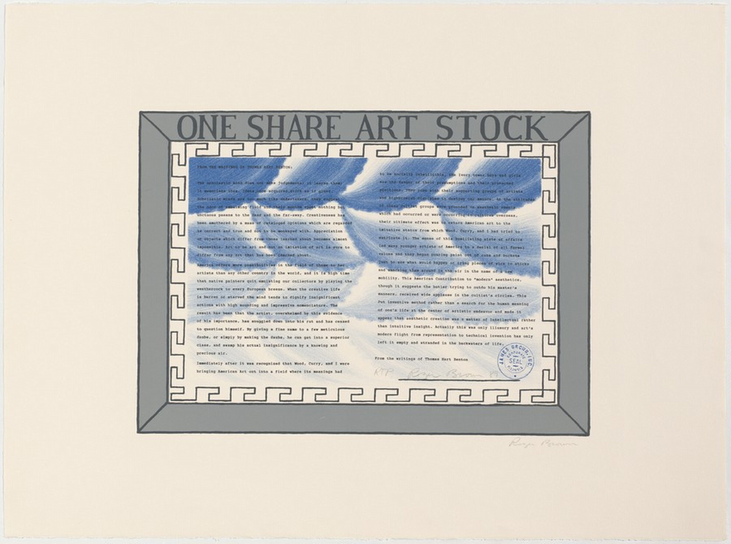 One Share Art Stock, Roger Brown, 1989