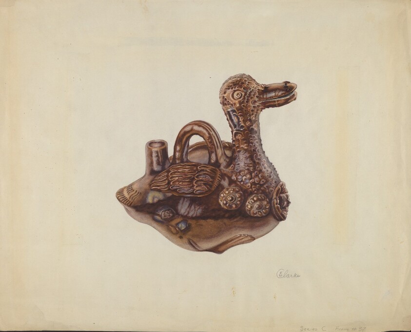 Glazed Pottery Duck Bottle