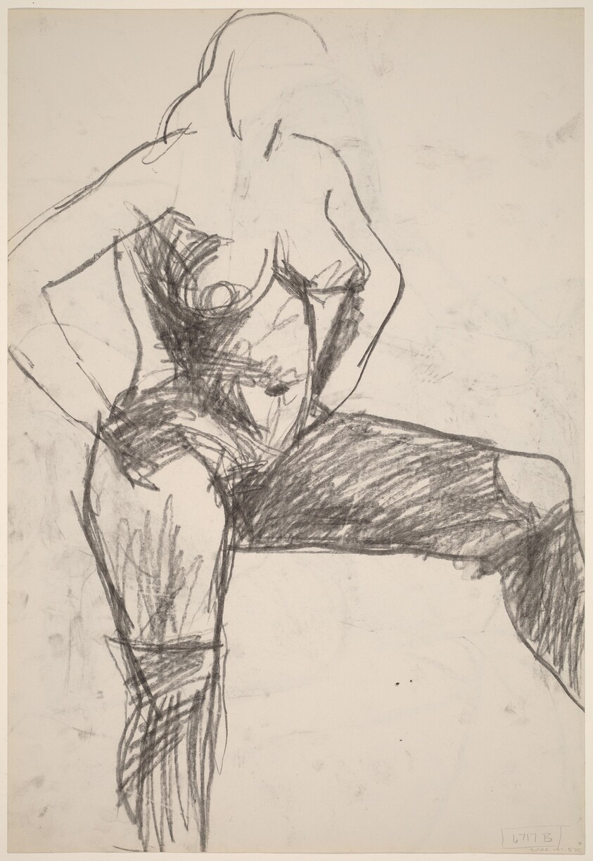 Untitled [female nude with arms akimbo and left leg raised] [verso]