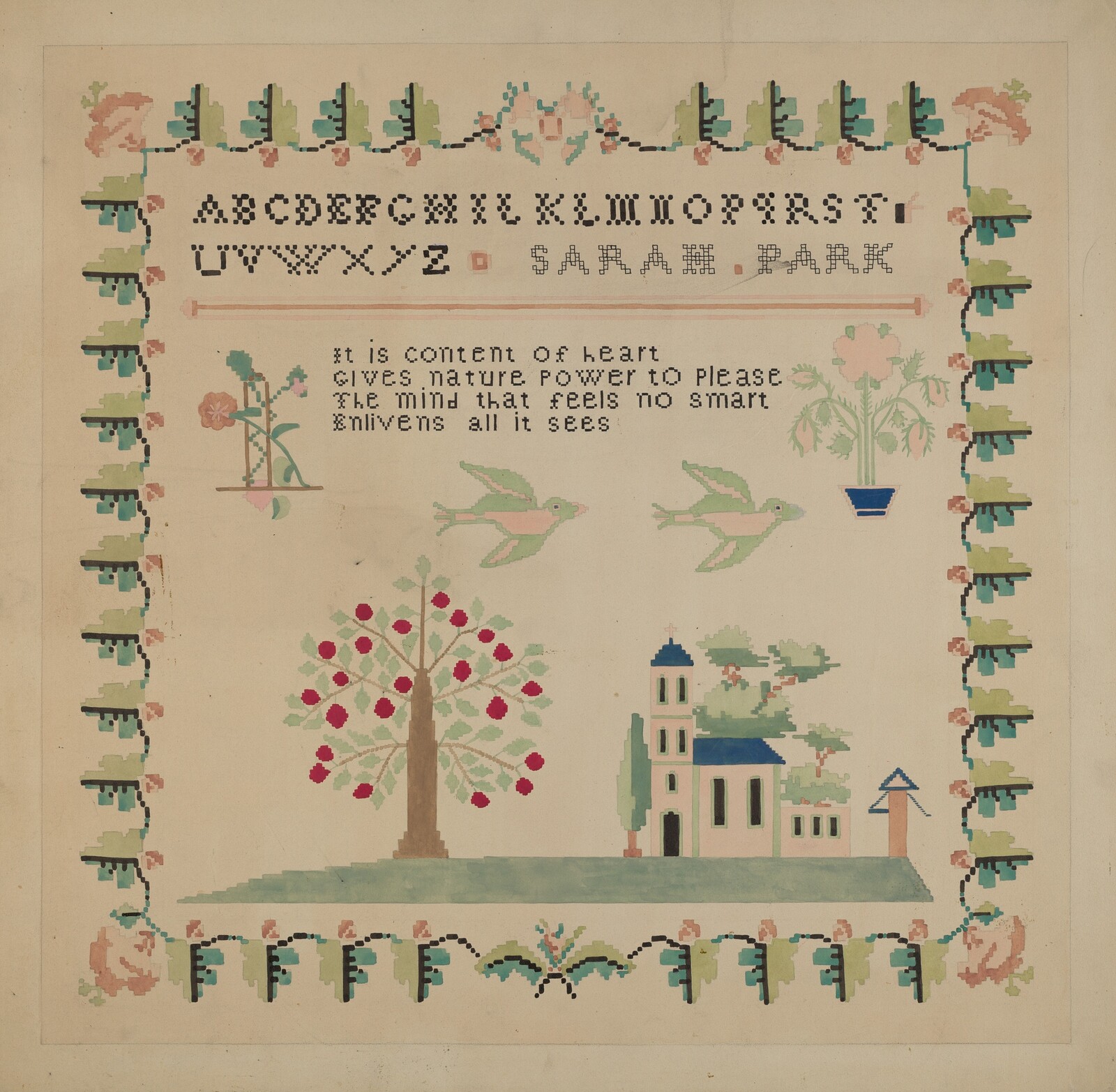 Sampler, Dorothy Posten, c. 1936