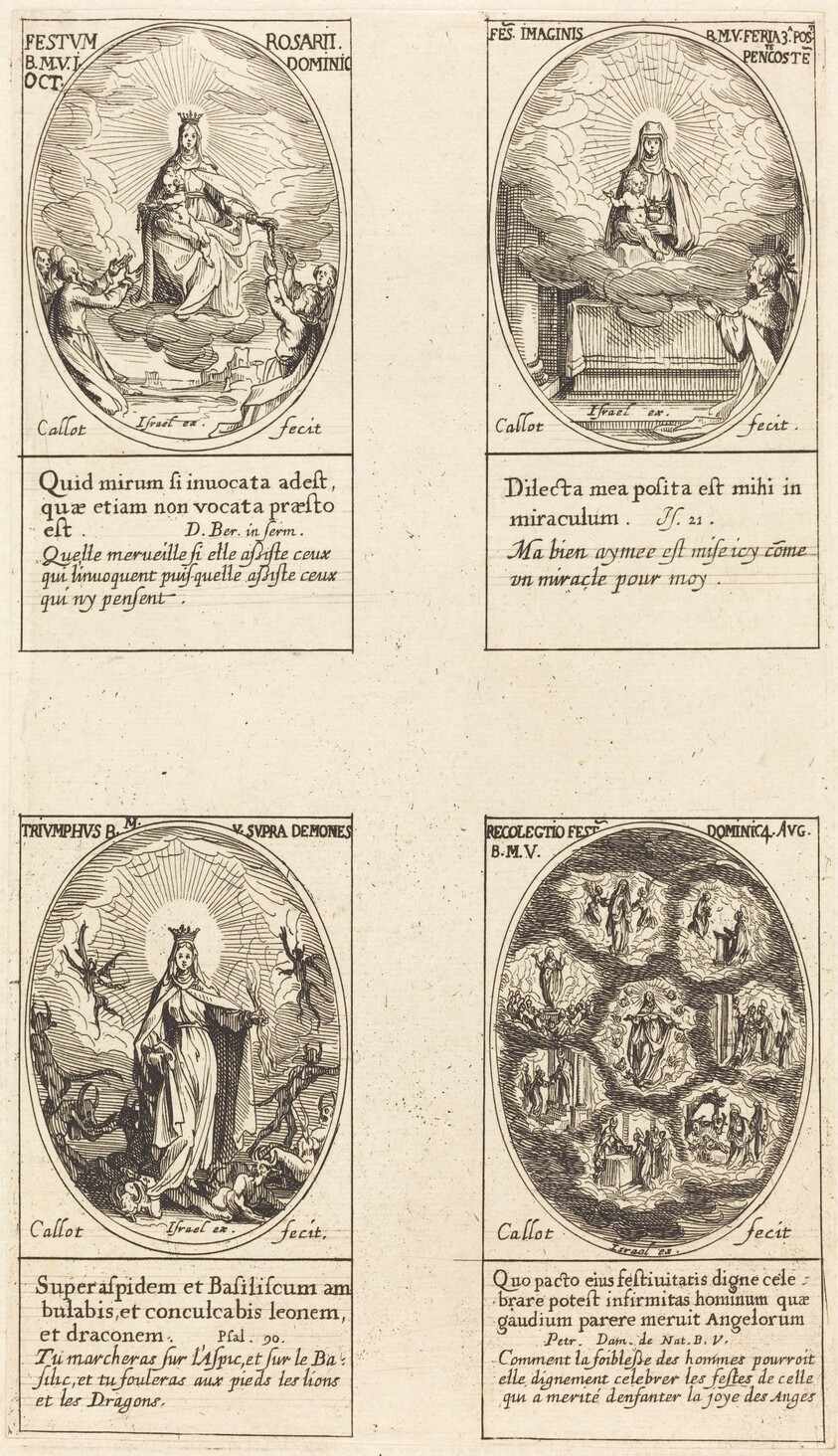 Our Lady of the Rosary; Virgin and Child Appearing in a Cloud; Triumphant Virgin; Collection of the Feasts Dedicated to the Life of the Virgin