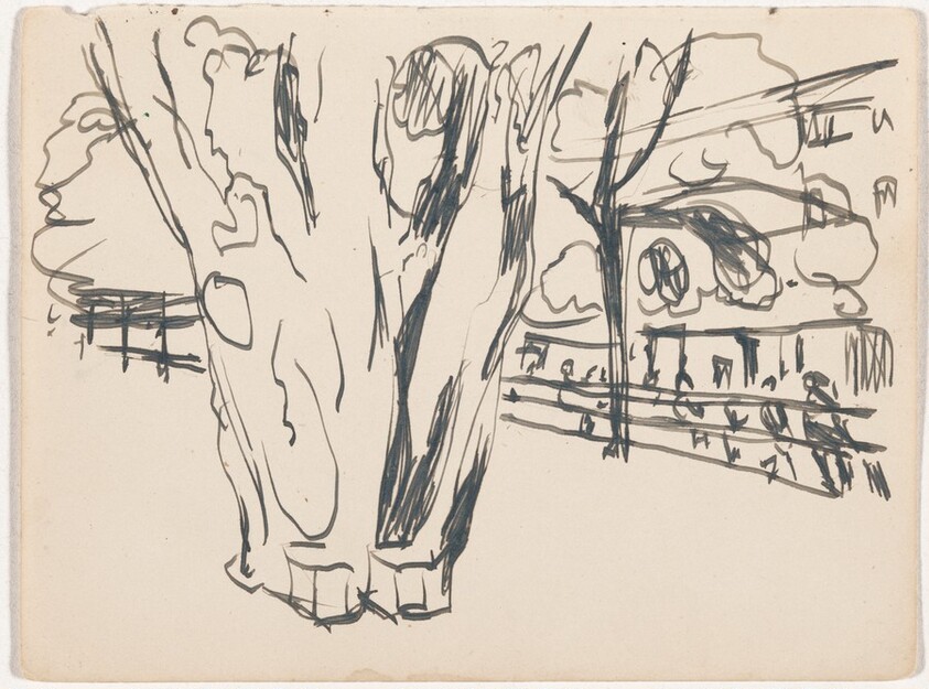 Untitled [Large Tree Trunk with Segment of Street in Background]