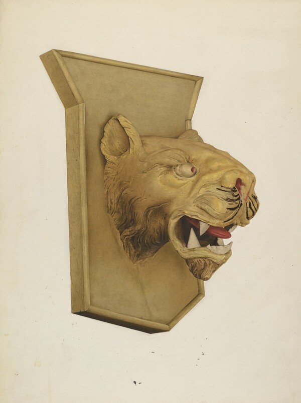 Wood Carving of Tiger's Head