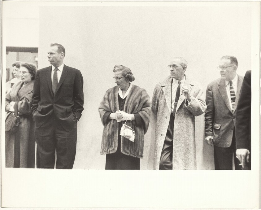 Group in theater lobby, "Man with the Golden Arm" premiere--Hollywood