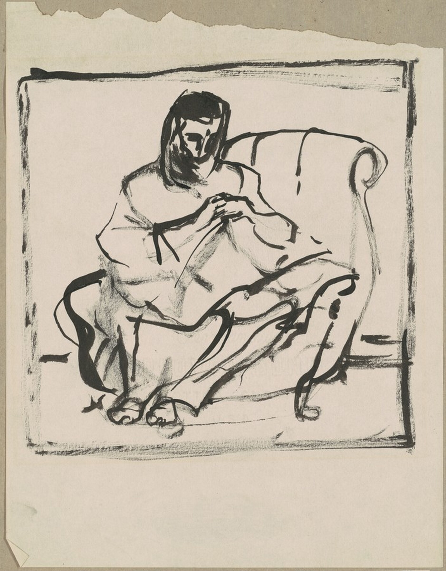 Elizabeth Seated Sewing, Franz Kline, c. 1945