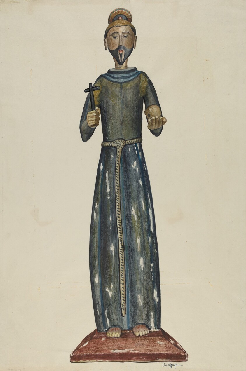 Bulto, Priest Carrying Cross and Skull