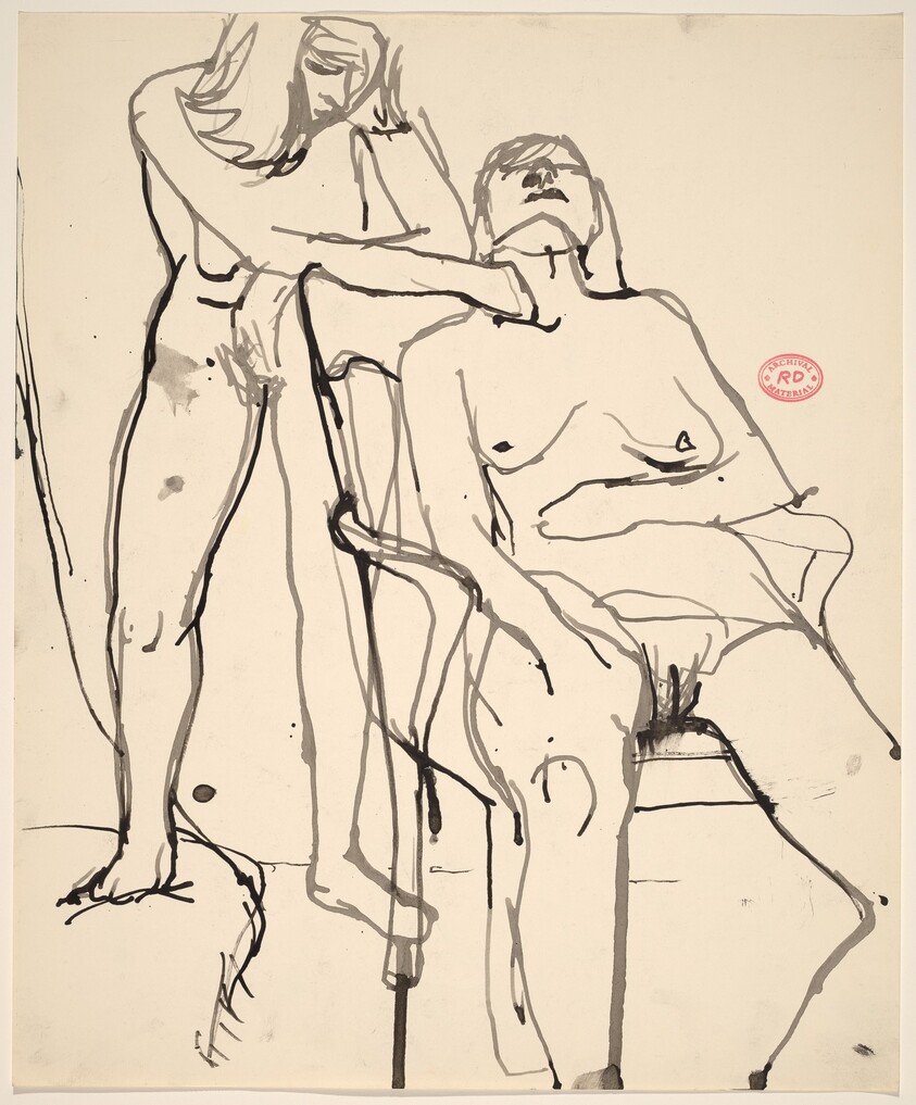 Untitled [standing female nude behind a seated female nude]
