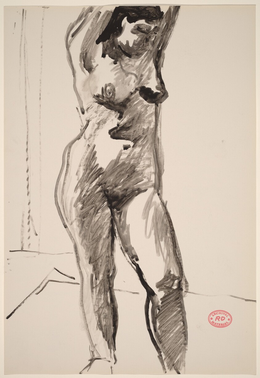 Untitled [standing female nude with arms raised]