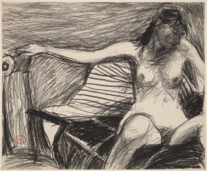 Untitled [seated nude extending her right arm]