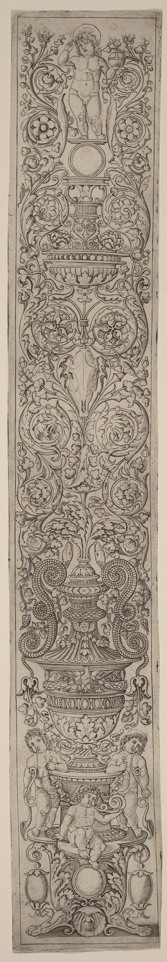 Ornament Panel: Three Children Blowing Horns