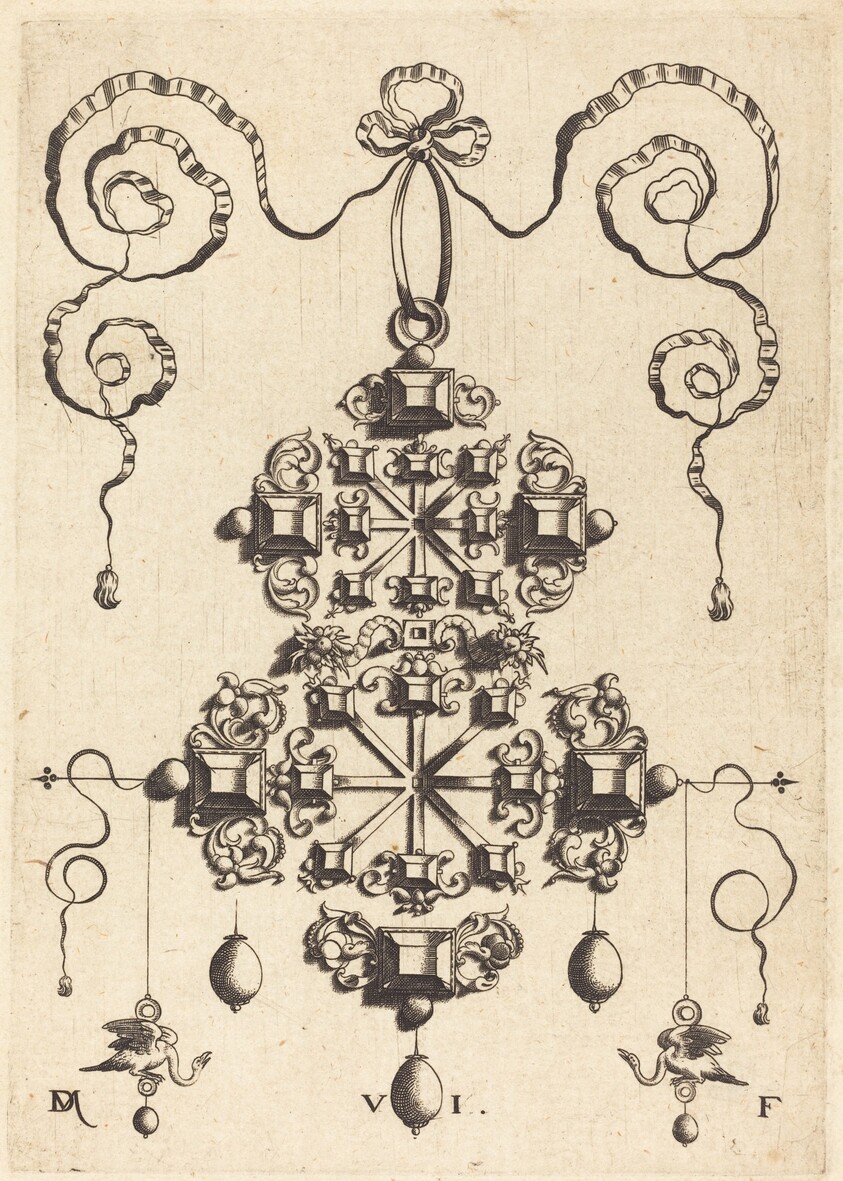 Large Pendant with Two Double Crosses, Surrounded by Six Large and Sixteen Small Table-Stones