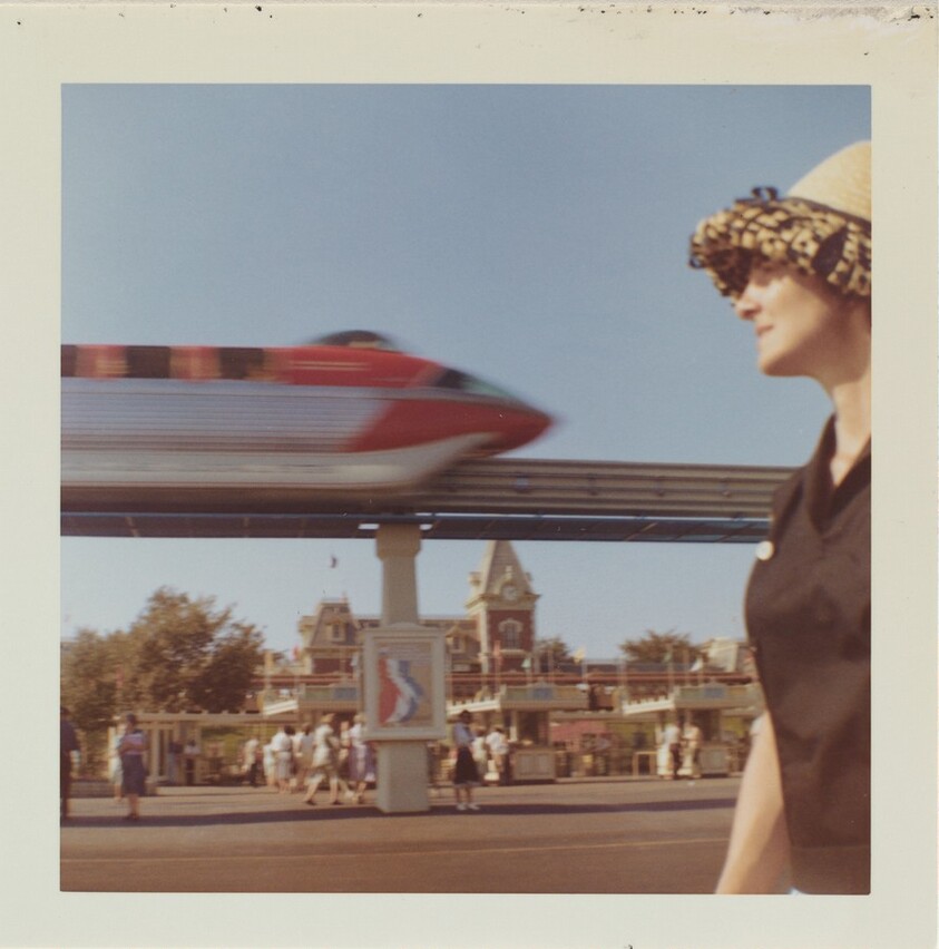 Untitled (Woman and monorail in motion)
