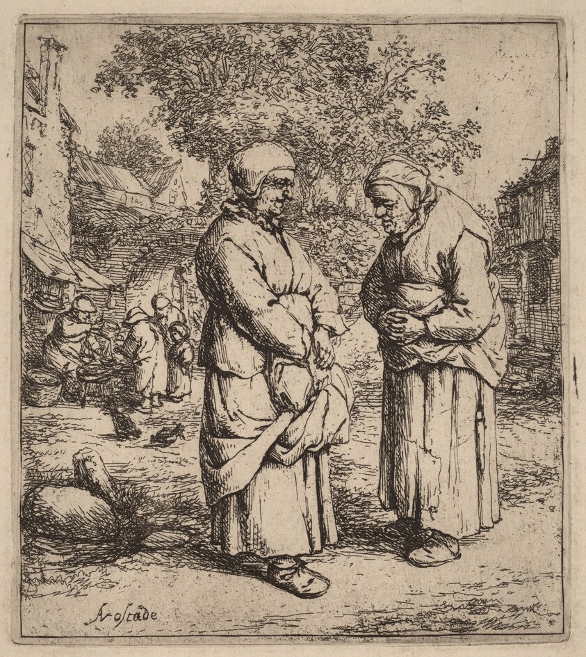 Two Peasant Women Conversing on a Village Street