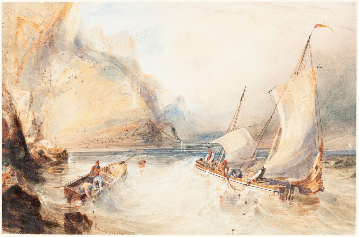 French Fishing Boats off a Rocky Coast