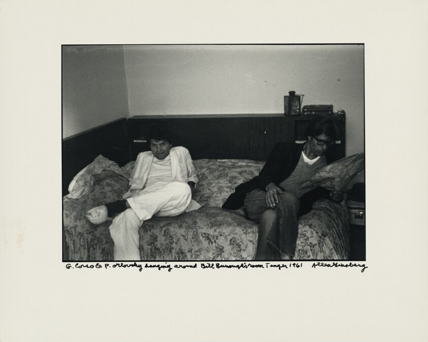 G. Corso & P. Orlovsky hanging around Bill Burroughs' room Tangier 1961