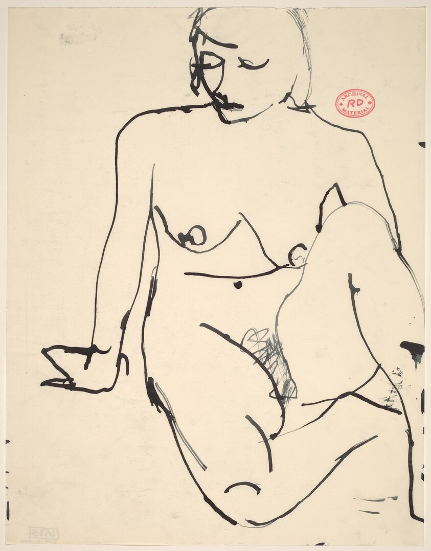 Untitled [seated female nude resting on right arm]