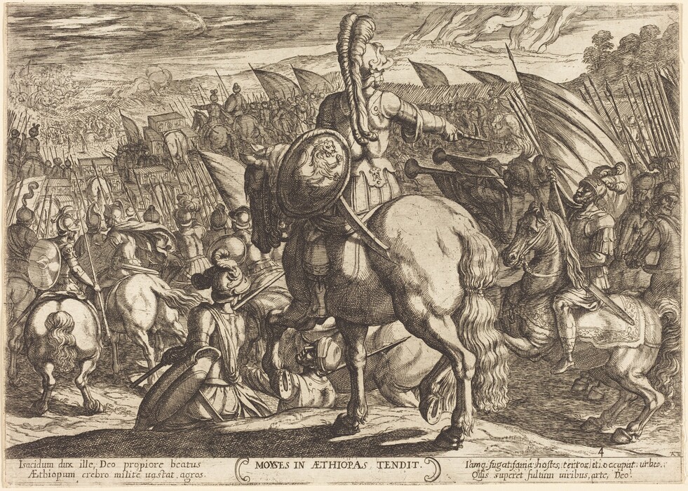 This is a drawing of a historical battle scene. The foreground features a mounted figure in armor holding a shield with a lion emblem. The figure is directing troops forward, surrounded by mounted soldiers and troops with spears and flags. In the background, there is a large army formation with additional troops and siege equipment visible. Dramatic clouds fill the sky, contributing to the intensity of the scene. The composition includes a variety of textures and intricate details emphasizing the chaos and enormity of the battle. The mood of the drawing is one of organized chaos, with a sense of anticipation and energy.