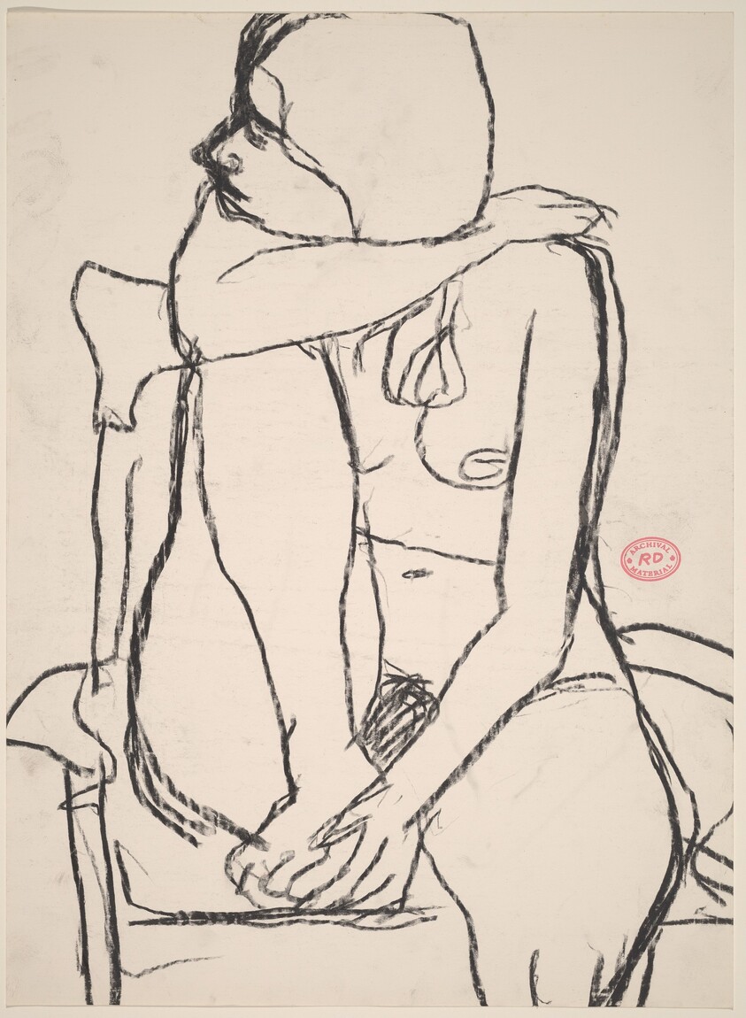Untitled [nude in an armchair with her right foot in the seat]