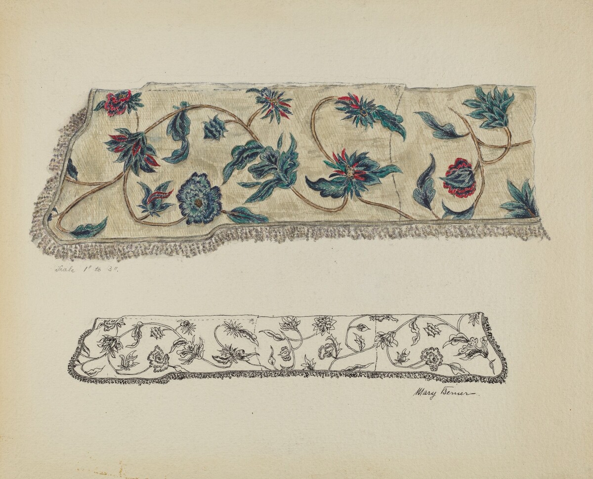 Crewel Embroidery for Bed Hanging
