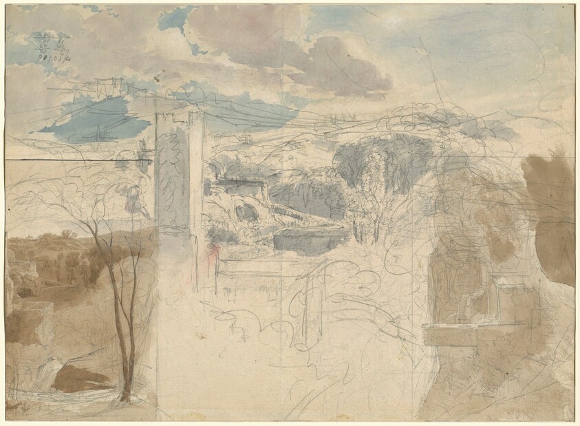 Ruins of a Fortified Tower among Wooded Hills [recto]