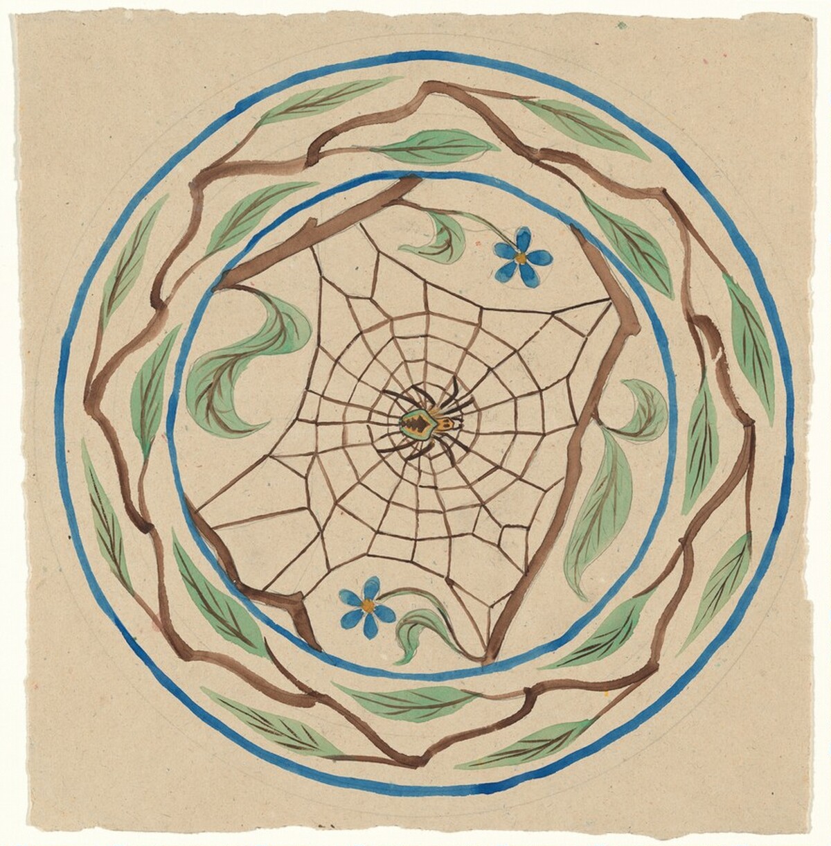 Spider in the Garden (design for a ceramic plate)