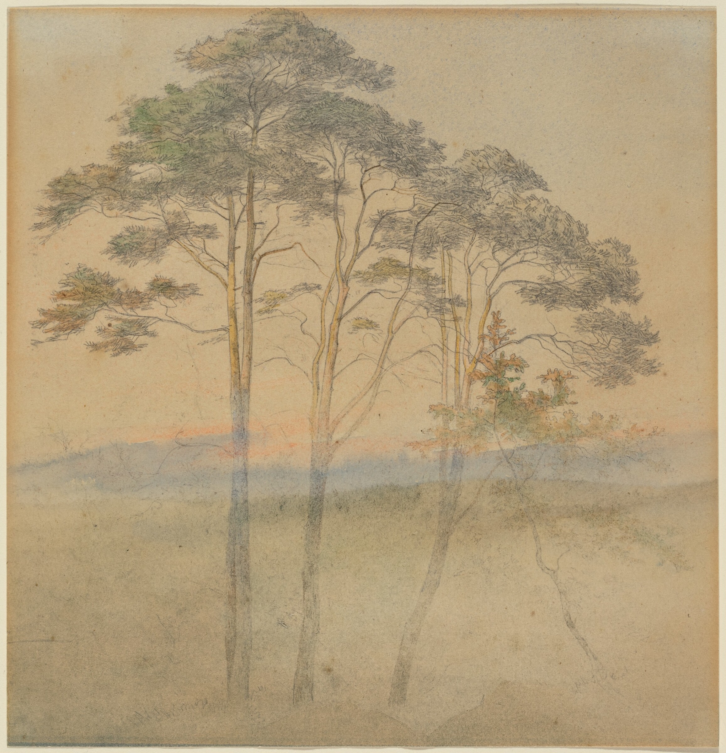 Pines in a Morning Fog, Ernst Ferdinand Oehme, 1830s
