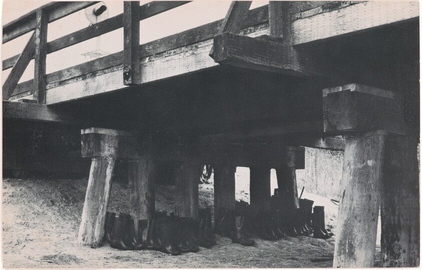 100 Boots Under the Bridge. Sorrento Valley, California. July 26, 1971, 1:30 p.m.