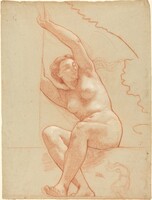 A Female Nude Seated on a Ledge, Charles-Louis-Lucien Müller, 1863/1866