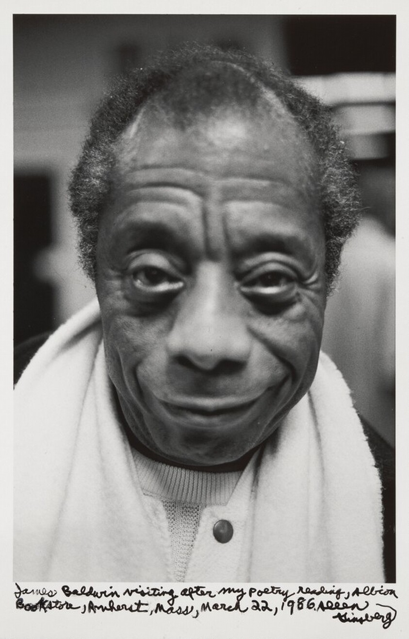 James Baldwin visiting after my poetry reading, Albion Bookstore, Amherst, Mass, March 22, 1986.