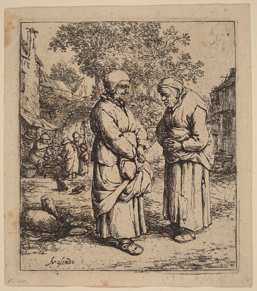 Two Peasant Women Conversing on a Village Street