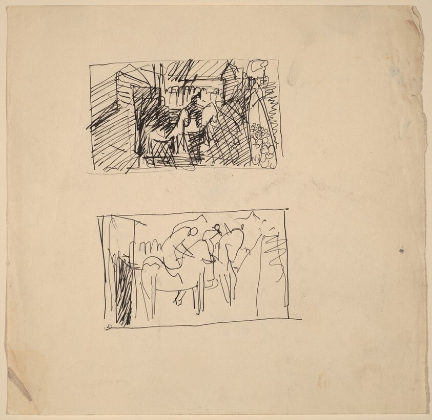 Two sketches of Figures on Horses
